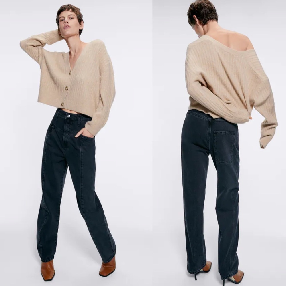 NWT ZARA PREMIUM QUINN PLEATED STRAIGHT JEANS SZ-10